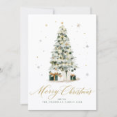 Elegante Kerstmis Watercolor Boom Uitnodiging (Voorkant)
