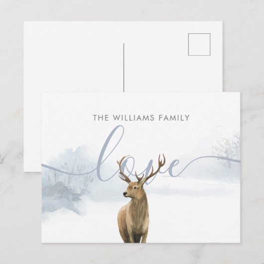 Elegante Kerstmis Winter Bosland Herten Feestdagenkaart (Voorkant / Achterkant)