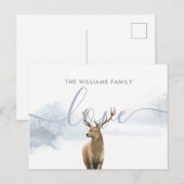 Elegante Kerstmis Winter Bosland Hertenbok Feestdagenkaart (Voorkant / Achterkant)