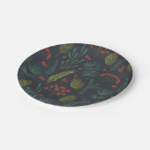 Elegante Kerstmis Winter Groen Botanisch Papieren Bordje (Gekanteld)