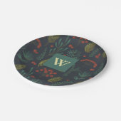 Elegante Kerstmis Winter Groen Botanisch Papieren Bordje (Gekanteld)