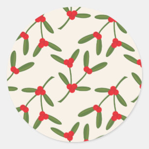 Elegante Kerstmis Winterbessen Feestdagen Ronde Sticker