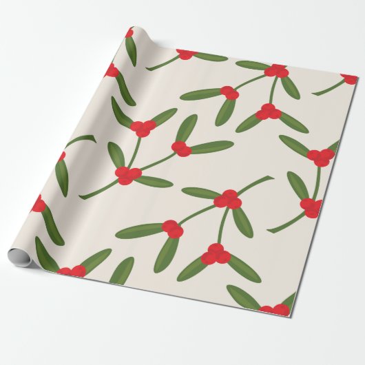 Elegante Kerstmis Winterbessen Vakantie Cadeaupapier (Uitgerold)