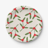 Elegante Kerstmis Winterbessen Vakantie Papieren Bordje (Voorkant)