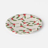 Elegante Kerstmis Winterbessen Vakantie Papieren Bordje (Gekanteld)