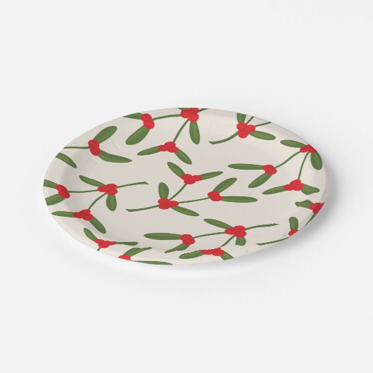 Elegante Kerstmis Winterbessen Vakantie Papieren Bordje (Gekanteld)