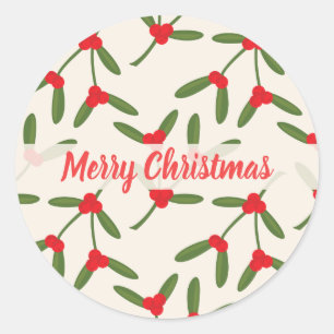 Elegante Kerstmis Winterbessen Vakantie Ronde Sticker