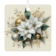 Elegante Kerstmis Witte Poinsettia met Goud 