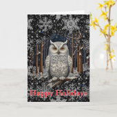 Elegante Kerstmis witte uil bos winter bos Kaart (Gele Bloem)