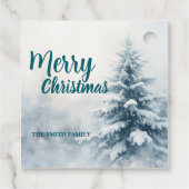 Elegante Kerstmis Xmas winter dennenboom bos Hol Bedankjes Labels (Achterkant)