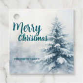 Elegante Kerstmis Xmas winter dennenboom bos Hol Bedankjes Labels (Voorkant)