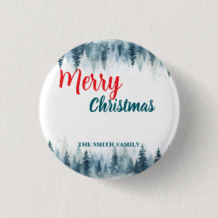 Elegante Kerstmis Xmas winter dennenboom bos Hol Ronde Button 3,2 Cm