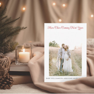Elegante Kerstmis Zwangerschap Foto Aankondiging