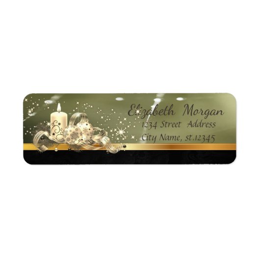 Elegante Kerstmisballen, Kaars, Sparkle, Groen Etiket (Voorkant)