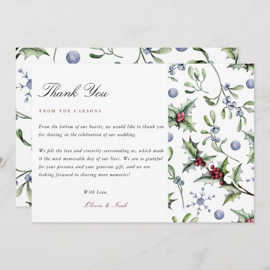 Elegante Kerstmisdecor Winter Dank u kaart (Voorkant / Achterkant)