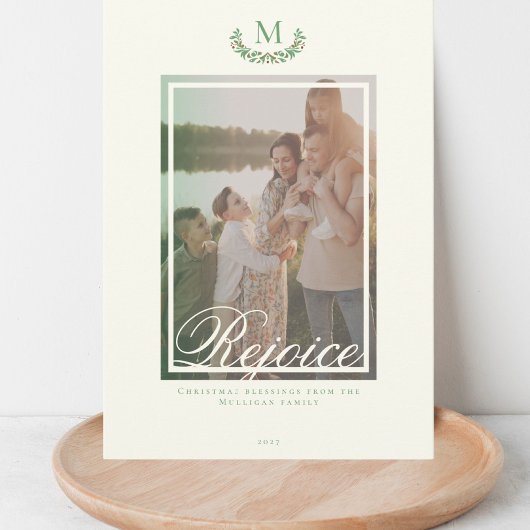 Elegante kerstmonogram foto Vakantie Kaart