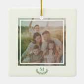 Elegante kerstmonogram foto Vakantie Keramisch Ornament (Achterkant)