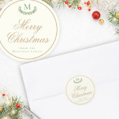 Elegante kerstmonogram geschenkverpakking ronde sticker