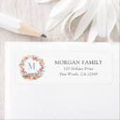 Elegante Kerstmonogram Krans Retouradres Etiket (Insitu)