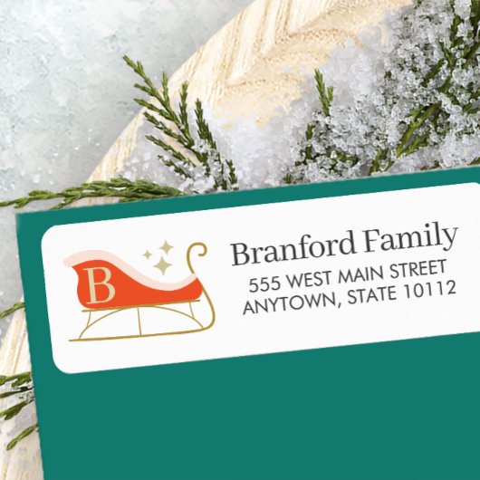 Elegante kerstmonogram slee etiket