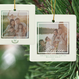 Elegante Kerstmonogramfoto Vakantie Keramisch Ornament