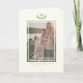 Elegante Kerstmonogramfoto Vakantiewenskaart Kaart