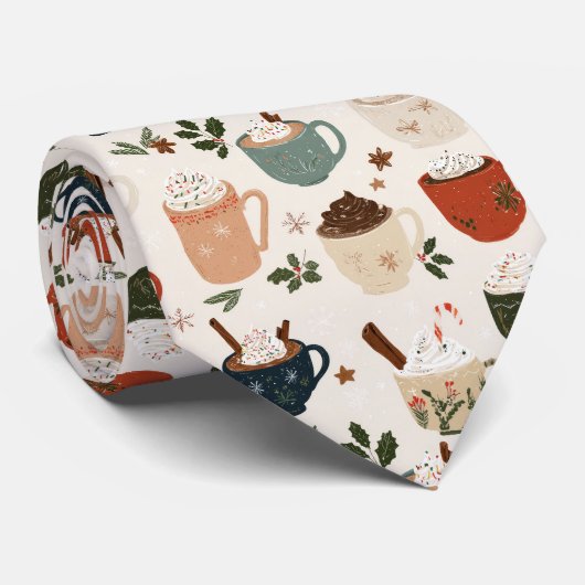 Elegante Kerstmuggen Patroon Stropdas (Opgerold)