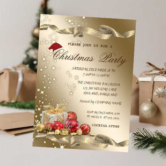 Elegante, kerstmuts, cadeaus kerstfeest kaart