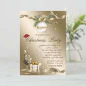 Elegante, kerstmuts, glas, bal Bedrijfs Kerstmis Kaart (Staand voorkant)