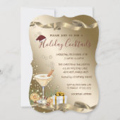 Elegante, kerstmuts, oranje cocktail Kerstmis Kaart (Voorkant)