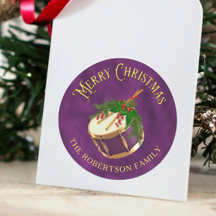 Elegante kerstmuziek Drum Persoonlijk Ronde Sticker