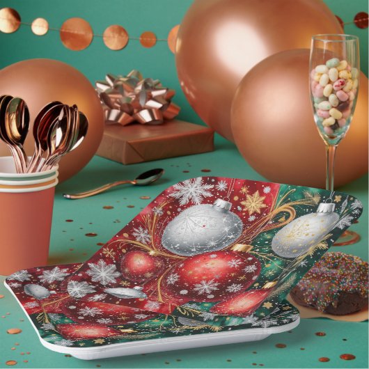Elegante Kerstornament Papieren Bordje (Multi)
