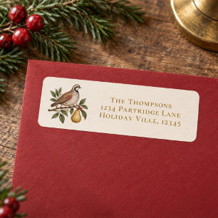 Elegante Kerstpatrijs in een Perenboom Etiket