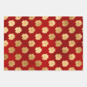 Elegante kerstpatronen voor rood en goud inpakpapier vel (Voorkant 2)