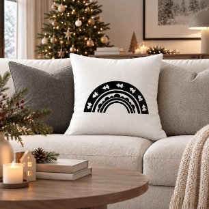 Elegante Kerstregenboog Zwart Witte Decoratieve K Kussen