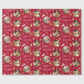 Elegante Kerstrendier Fotocollage Deep Red Cadeaupapier (Vlak)