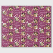 Elegante Kerstrendier Fotocollage Plum Gold Cadeaupapier (Vlak)