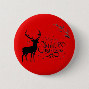 Elegante kerstrendierkunst met vakantiewensen ronde button 5,7 cm