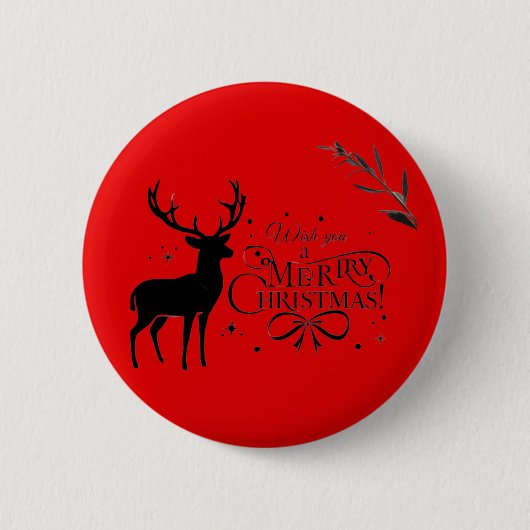 Elegante kerstrendierkunst met vakantiewensen ronde button 5,7 cm (Voorkant)