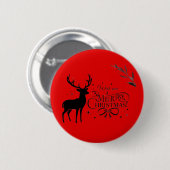 Elegante kerstrendierkunst met vakantiewensen ronde button 5,7 cm (Voorkant /achterkant)