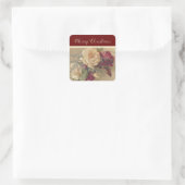 Elegante Kerstroos Vakantie Vierkante Sticker (Tas)