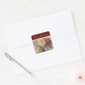 Elegante Kerstroos Vakantie Vierkante Sticker (Envelop)