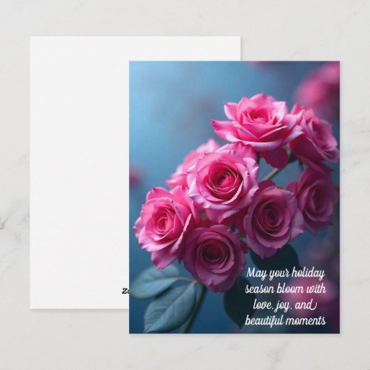 Elegante kerstrozen wenskaart feestdagenkaart (Voorkant / Achterkant)