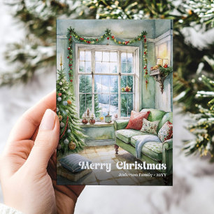 Elegante kerstscène kaart traditionele feestdagen