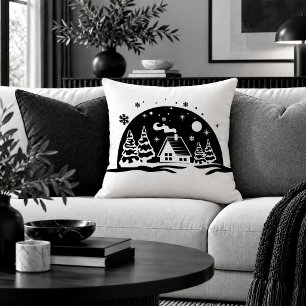 Elegante Kerstscene Minimalistische Worp Kussen Ar