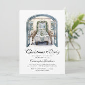 Elegante kerstscriptdiner / feestuitnodiging kaart (Staand voorkant)
