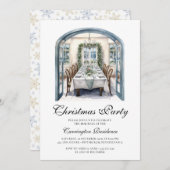 Elegante kerstscriptdiner / feestuitnodiging kaart (Voorkant / Achterkant)