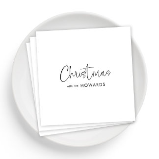 Elegante Kerstservetten met Zwarte Hand Lettered Servet