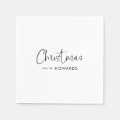 Elegante Kerstservetten met Zwarte Hand Lettered Servet (Voorkant)