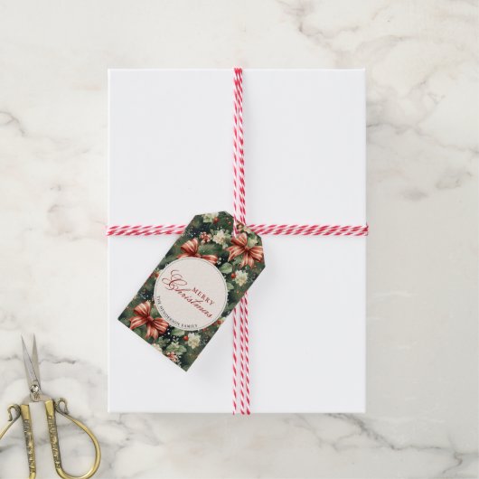 Elegante kerstsfeer gepersonaliseerd cadeaulabel (Met Touw)